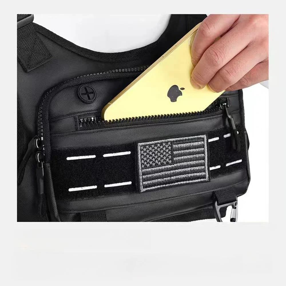 Sac de poitrine running réglable pour randonnée et voyage, holster sécurisé pour équipement de pêche et accessoires outdoor.