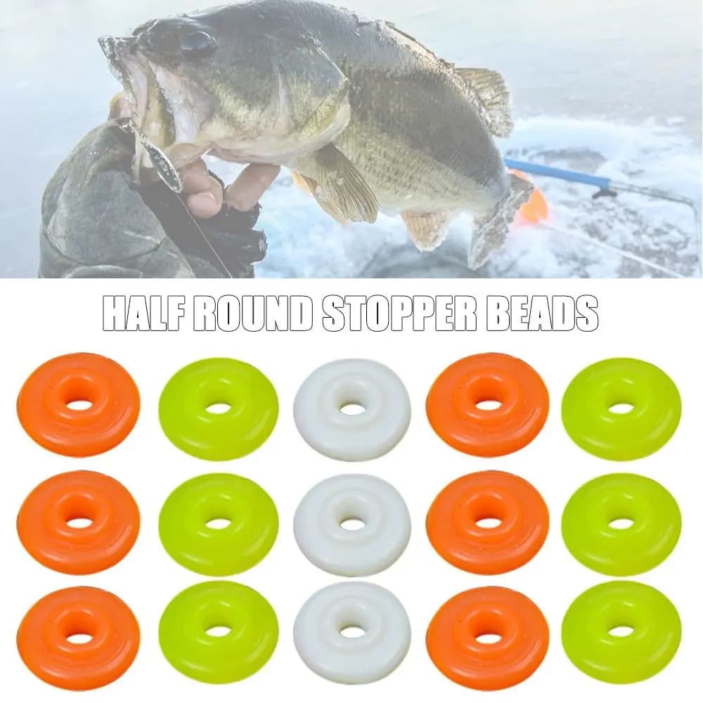 100 perles stopper demi-rondes pour pêche en mer - Beads flottants rouges 3/4mm accessoires