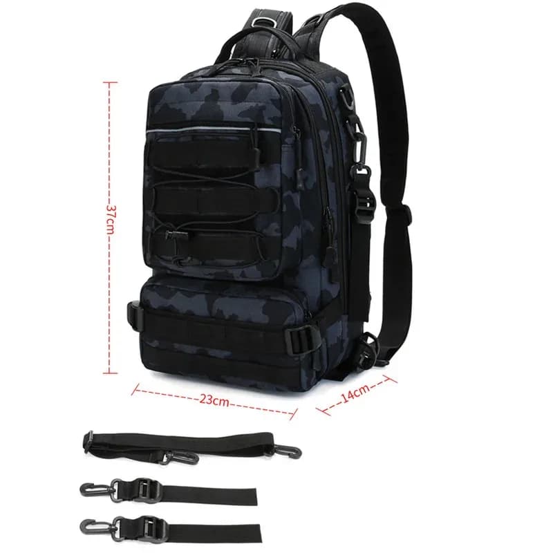 Sac à dos pêche avec porte-canne - Sac de rangement équipement pêche, camping et chasse
