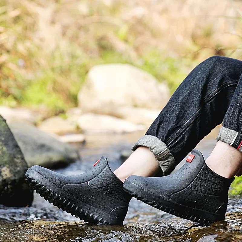 Bottes de pluie homme mode mi-mollet doublées polaire antidérapantes cuisine pêche