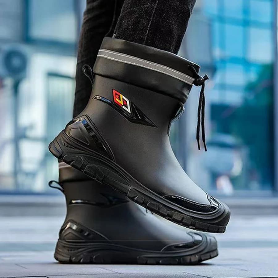 Bottes de pluie universelles quatre saisons style britannique - Modèle homme anti-dérapant avec cordon