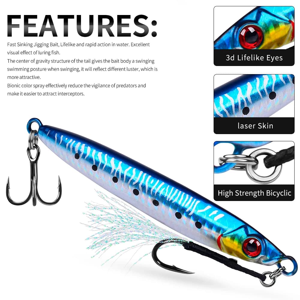 Jig Proberos 1pc pêche verticale speed jigging slow jigging leurre mer plombé pour bars et gros carnassiers