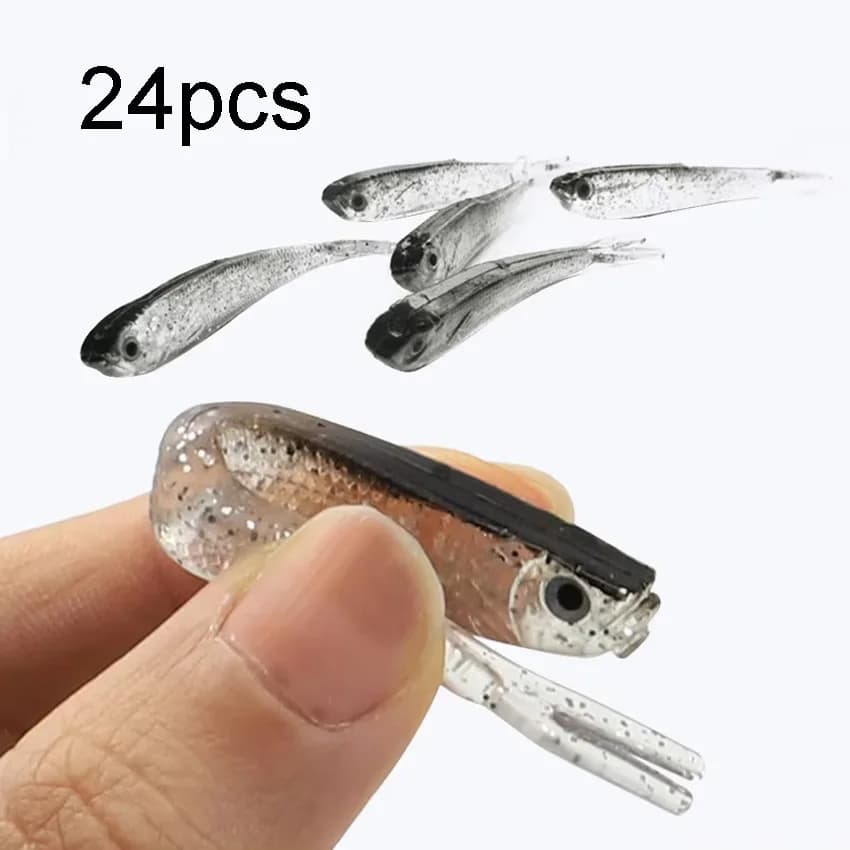 Leurres souples 24 pièces pour bass et truite - appâts artificiels silicone réalistes