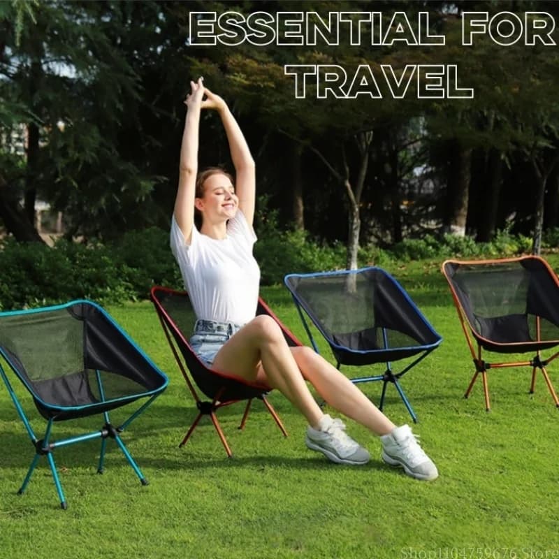 Chaise pliante ultra-légère pêche camping aluminium lune inclinable loisirs extérieur TINSOL