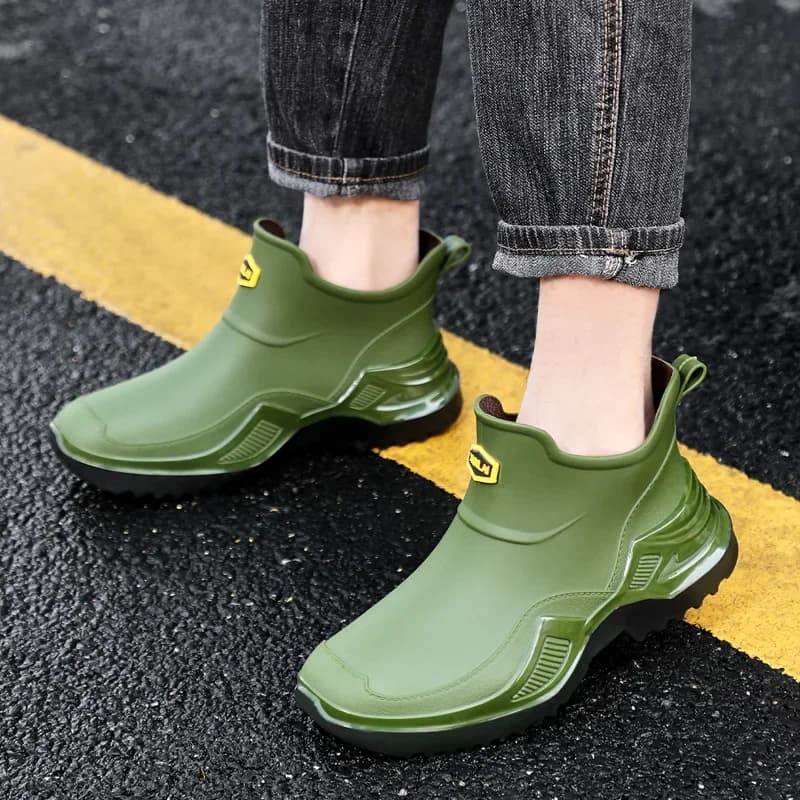 Bottes de pluie militaires vertes hommes sport courtes épaisses antidérapantes pêche EVA semelle