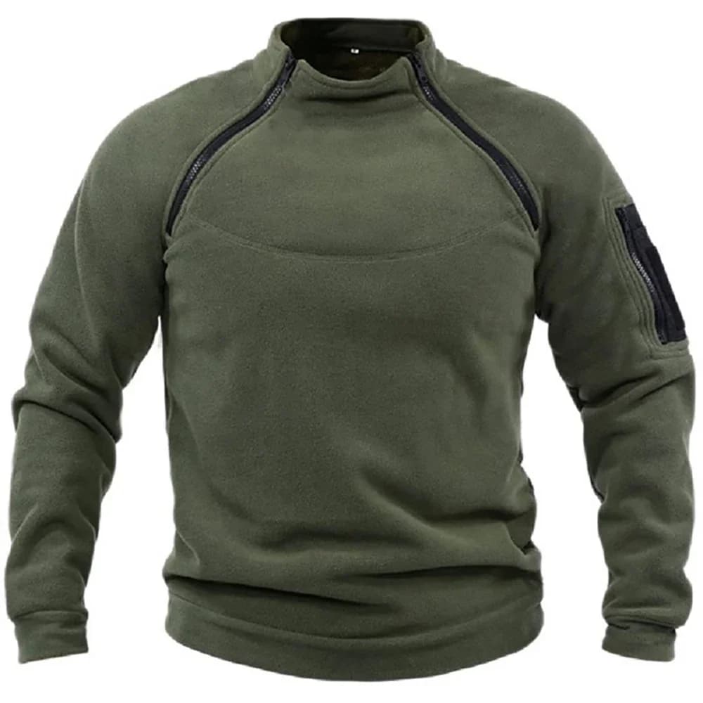 Pull polaire tactique pour pêche hivernale - Veste sport col montant épaisse coupe-vent
