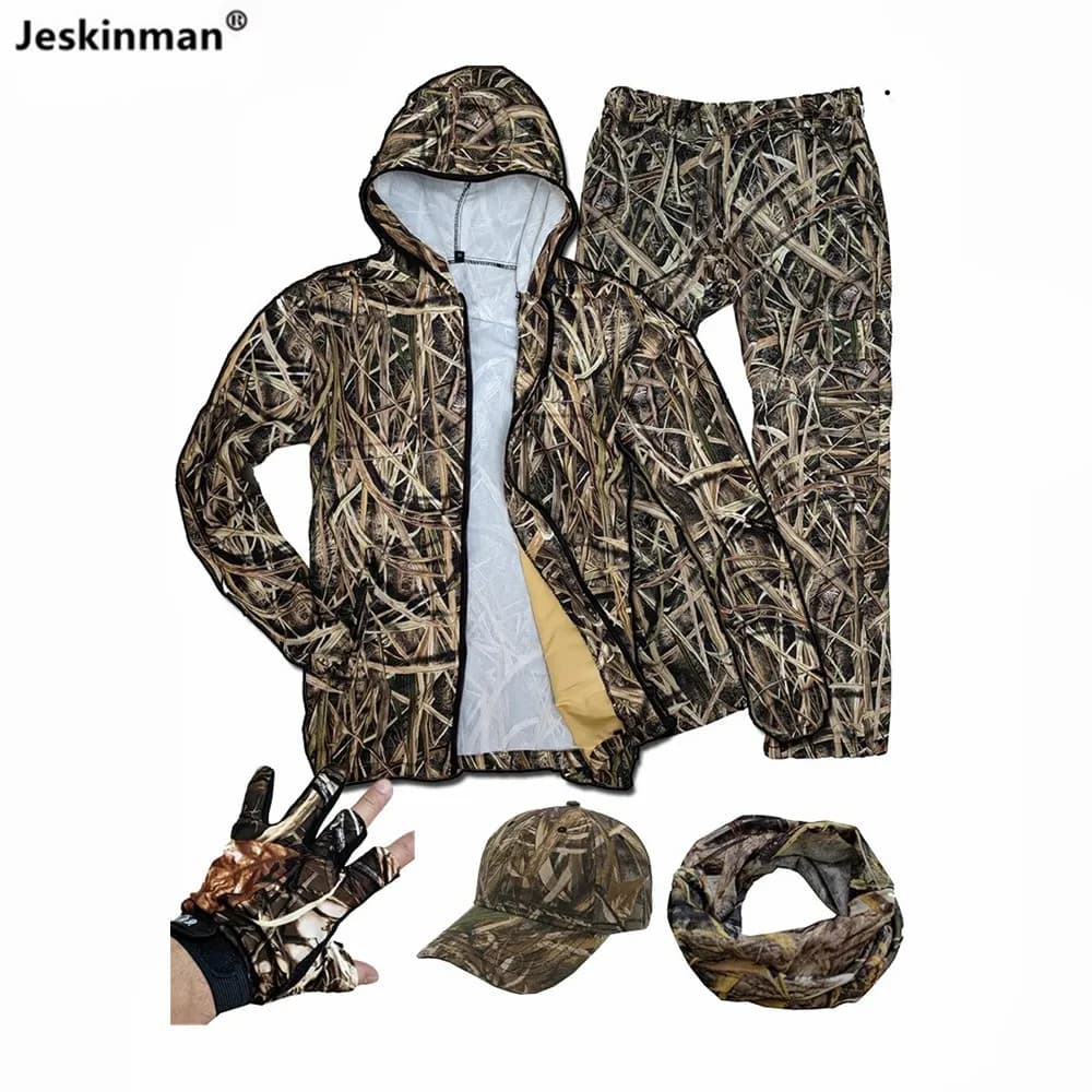 Combinaison chasse printemps automne camouflage roseaux - Tenue pêche anti-moustiques respirante résistante