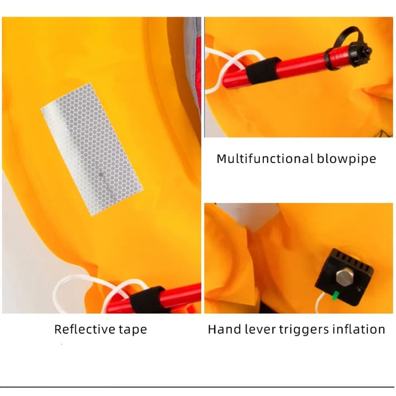 Gilet de sauvetage gonflable manuel pêche et bateau avec poche ceinture flottabilité