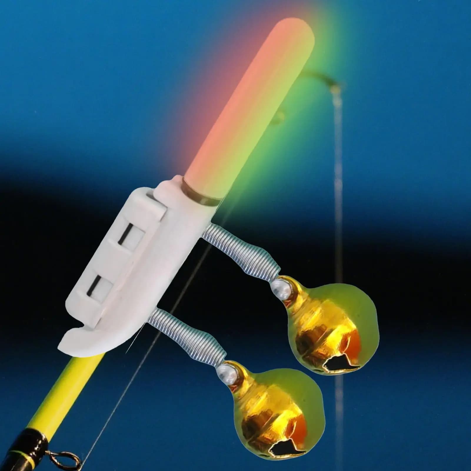 Lampe rechargeable étanche pour embout de canne à pêche avec alerte lumineuse et fixation par pince