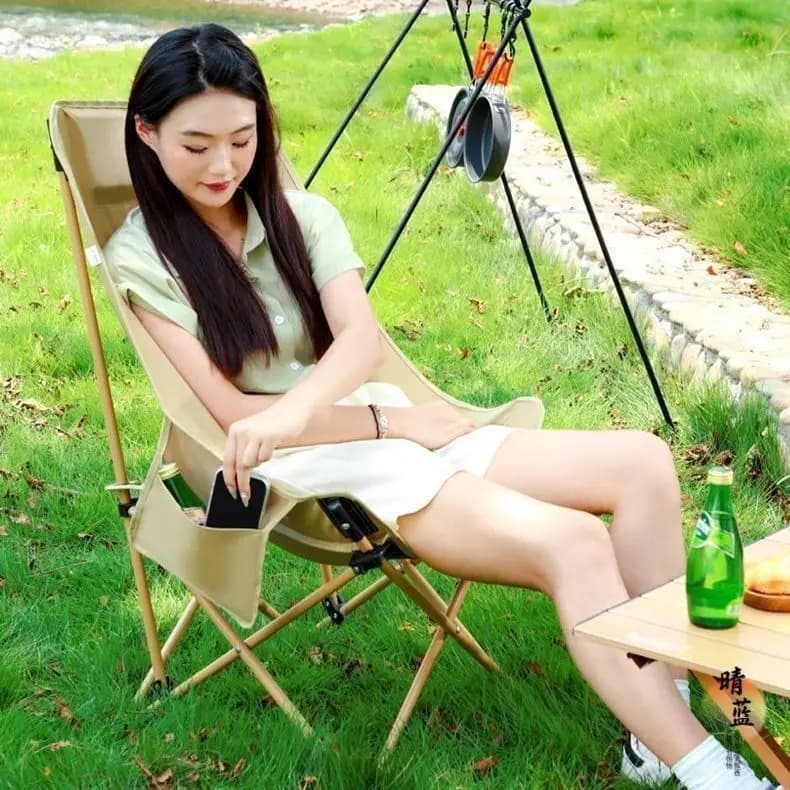 Chaise lune portable 4 positions réglables, siège pliable camping et plage pour pêche et activités extérieures