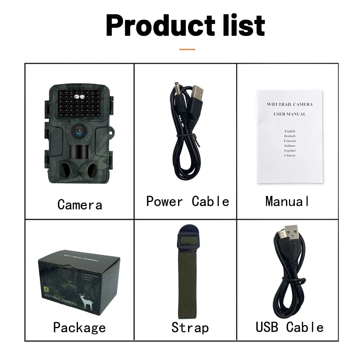 PR4000 caméra chasse WiFi Bluetooth 32MP IP66 étanche avec écran LCD 2 pouces vision nocturne