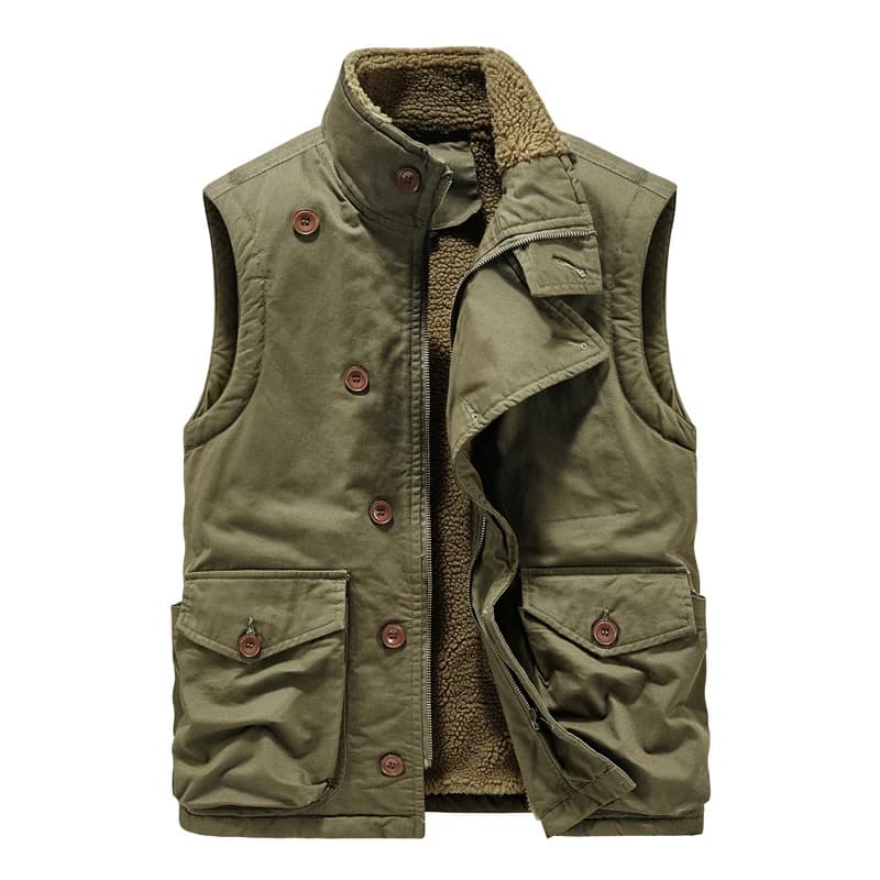 Veste polaire homme sans manches hiver militaire 6XL, col montant matelassé coupe-vent tactique