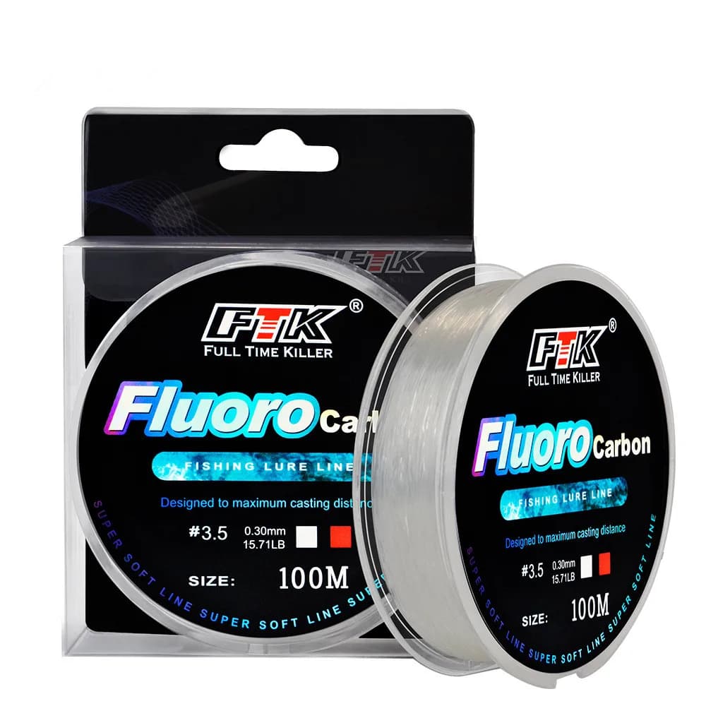 Ligne fluorocarbone 100m pêche appâts - fibre carbone invisible pour pêche en mer et rivière