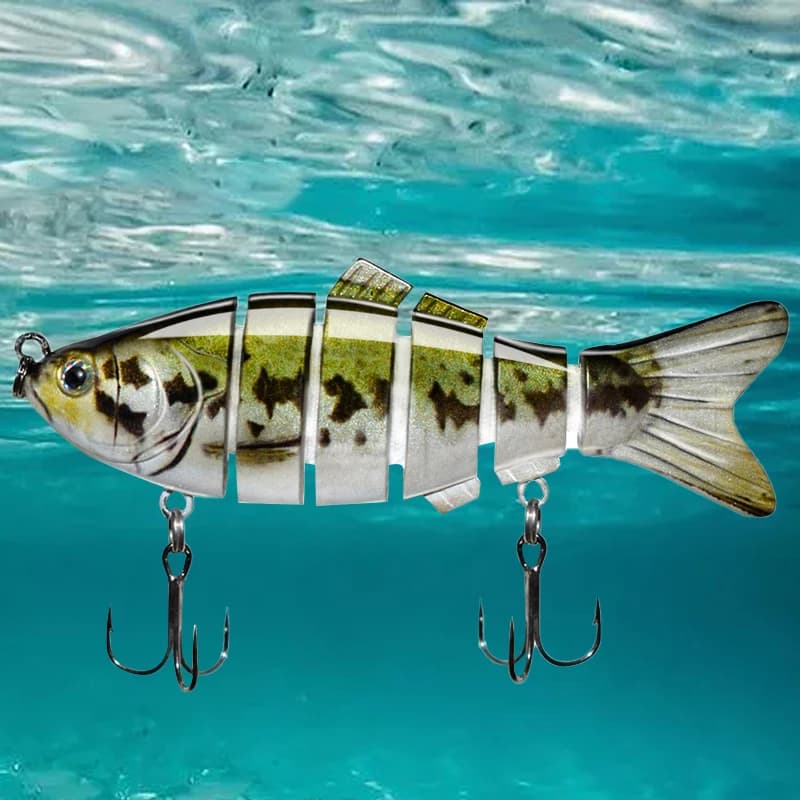 Leurre dur articulé bionique 6 segments 10 cm, leurre plongeant crankbait pour pêche en mer