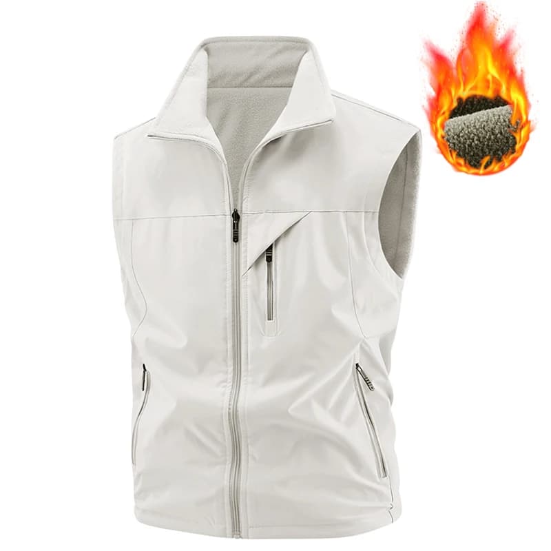 Veste polaire double face pêche hiver - Gilet chauffant coupe-vent photographe pêcheur extérieur