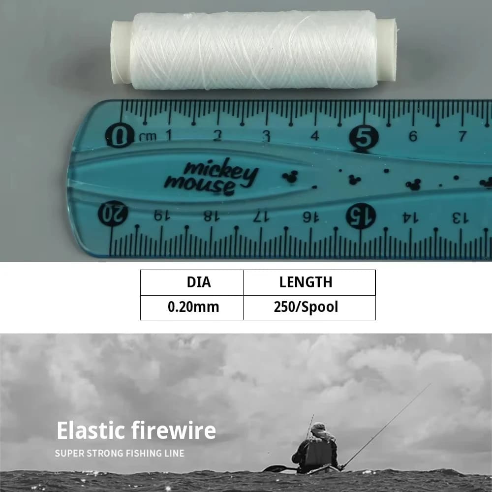 Fil de pêche élastique invisible 0,2 mm 250 m haute résistance pour appâts naturels et leurres
