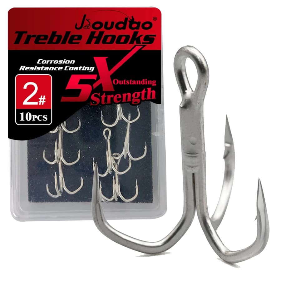 Hameçons triples 5X forts 10 pièces pour gros poissons truite blefish saumon et pêche sportive