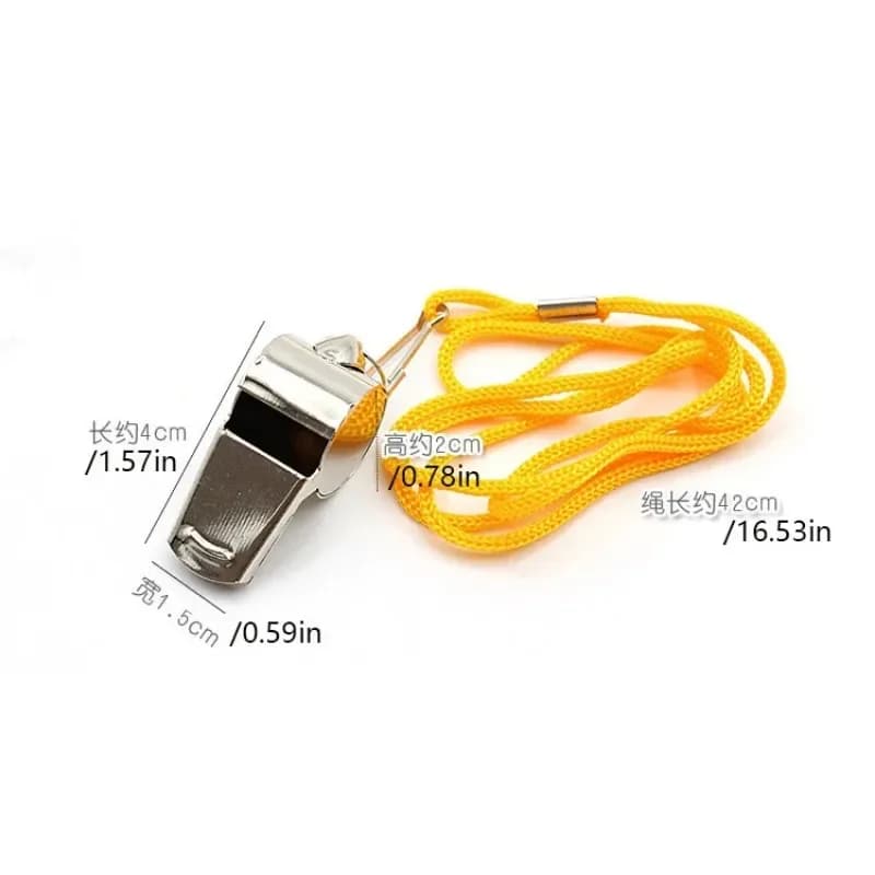 Sifflet arbitre métal inoxydable avec cordon équipement sport outil pêcheur sécurité survie