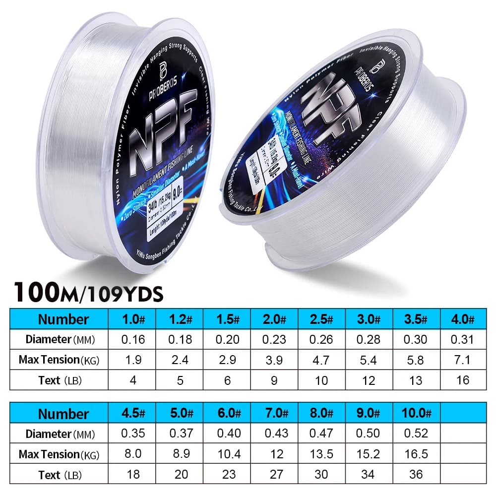 Ligne pêche japonaise PROBEROS 100m nylon tressé super résistante 4LB-36LB carpe truite