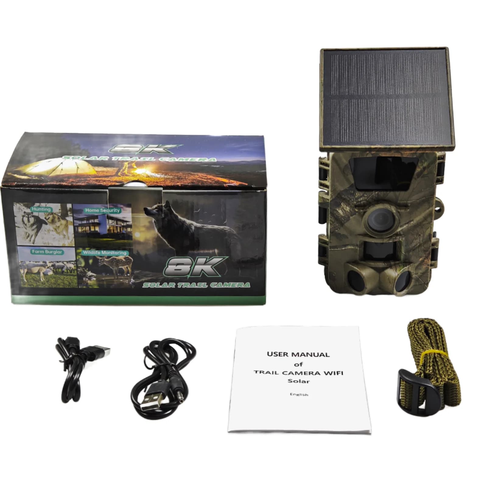 Caméra de chasse solaire 4K 60MP WiFi 2026 - Détection extérieure étanche IP66 vision nocturne grand angle