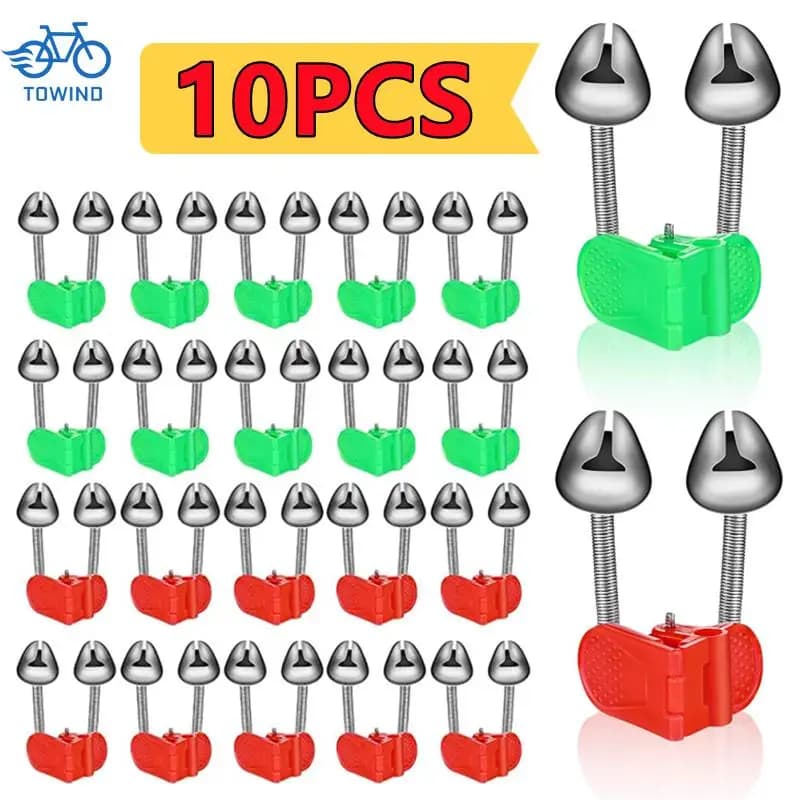 Nouveau lot 10 pinces de pointe de canne avec alarme sonore double clochette pour détection touches - Accessoire vert/rouge
