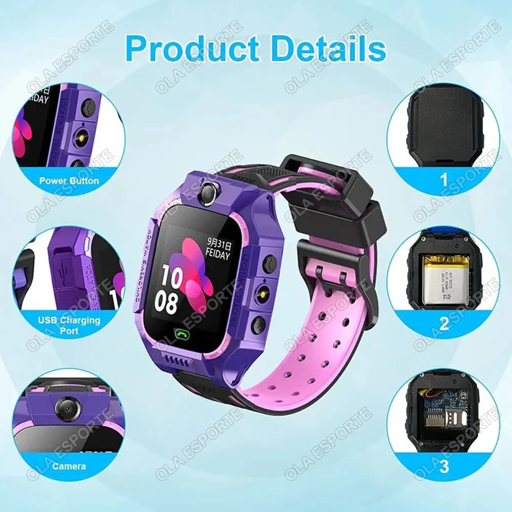 Montre enfant GPS tracker localisation SOS appel SIM 2G caméra IP67 étanche cadeau iOS Android
