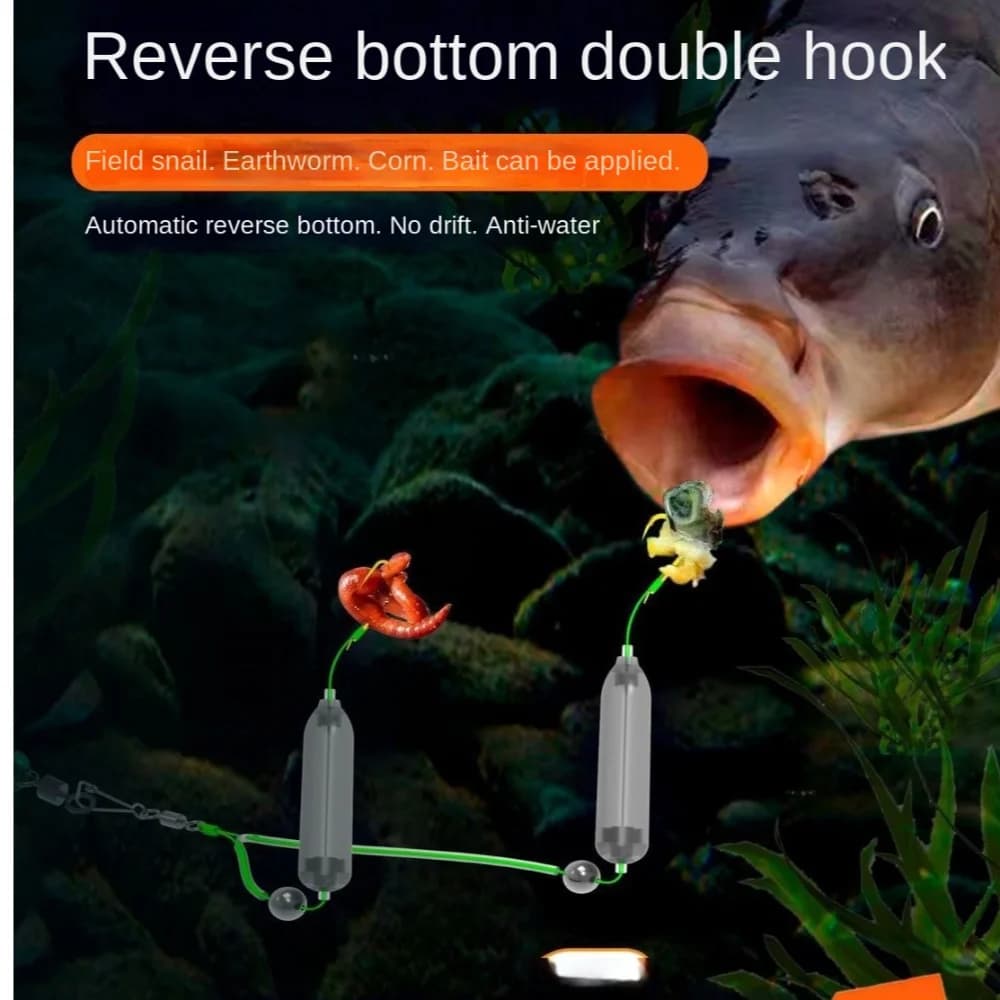 Montage carp Iseni anti-fond avec manchon doré et 2 hameçons pour pêche en eau trouble