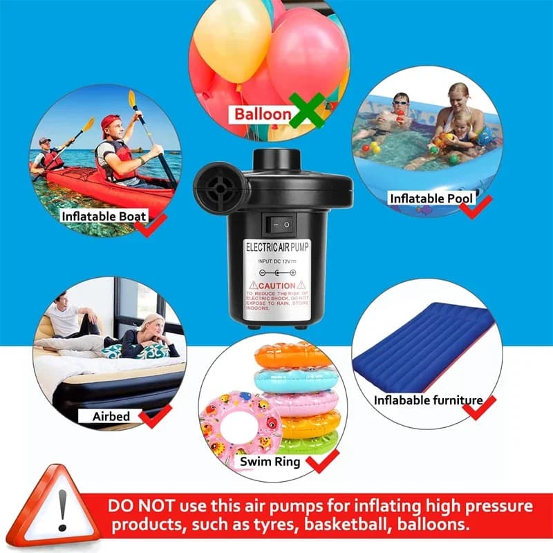 Pompe électrique portable multifonction pour matelas air, bateau et voiture - Accessoire camping pêche
