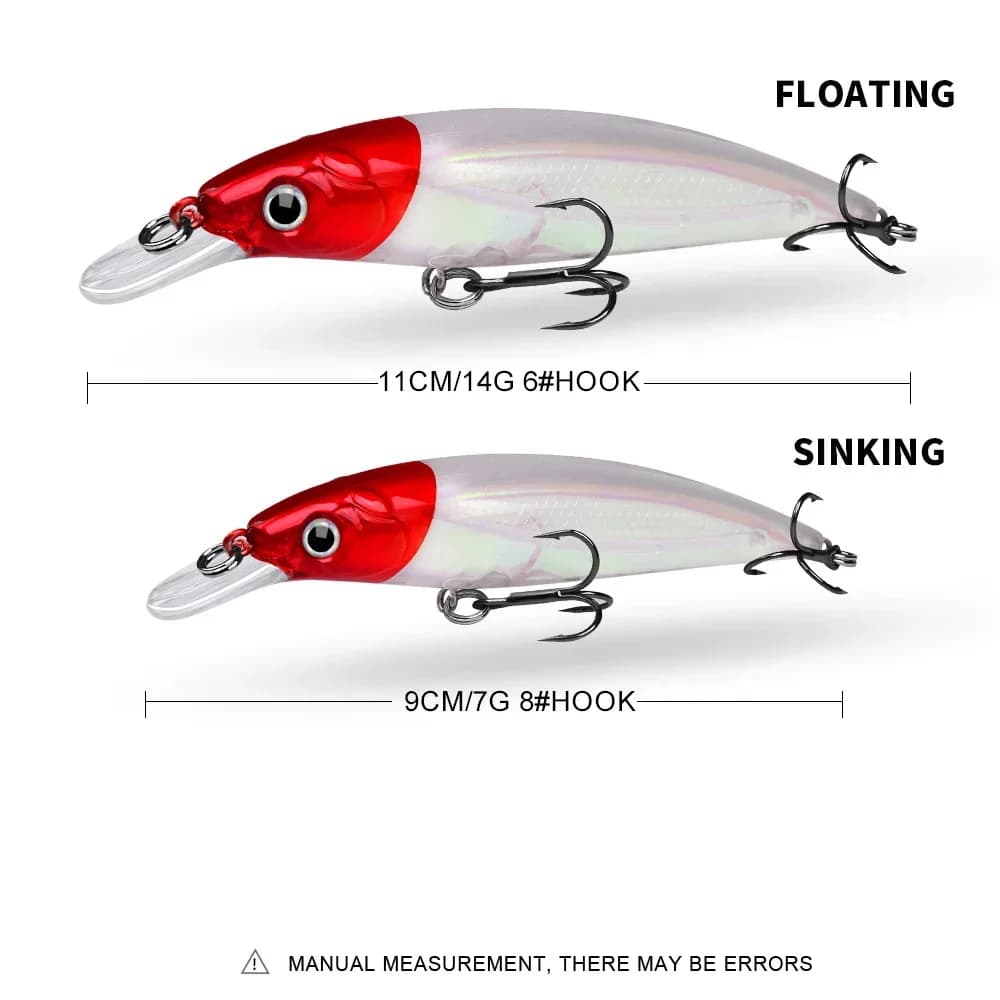 Leurre minnow lumineux 7g 14g 40g - appât bionique flottant longue portée pour pêche