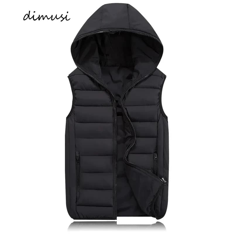 Veste matelassée homme sans manches hiver capuche épaisse coton 4XL vêtement chaud pêche quotidien