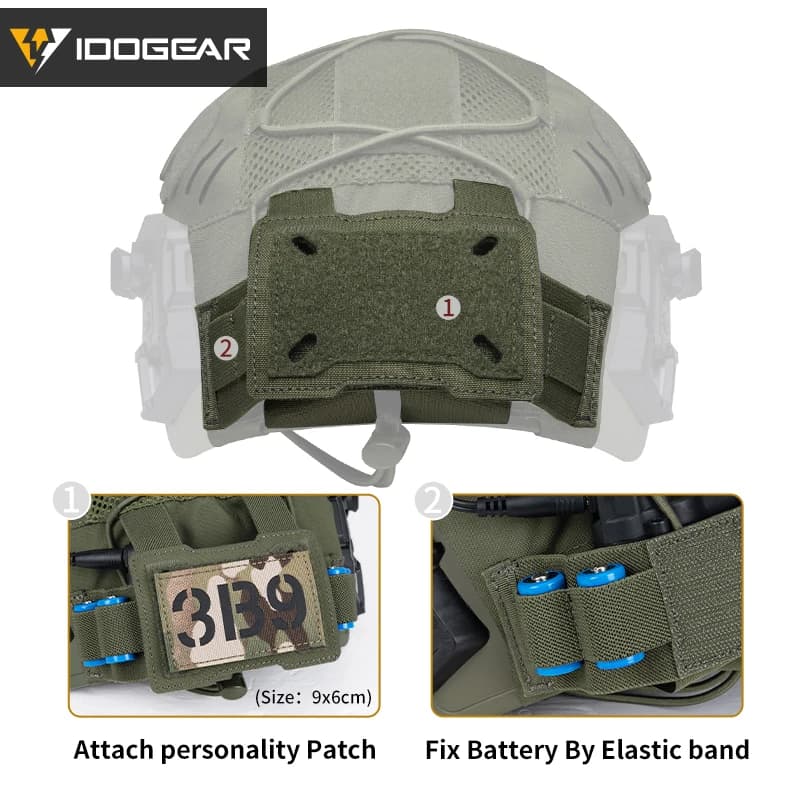 Housse casque Wendy 3.0 IDOGEAR pêche - Protection NVG avec poche batterie camouflage
