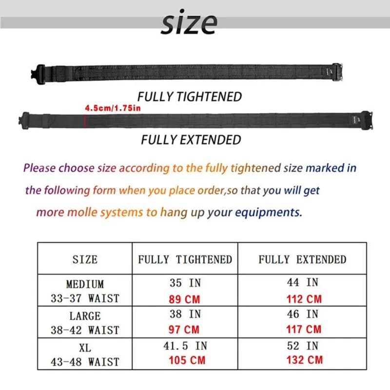 Ceinture taille tactique 2 en 1 nylon MOLLE réglable pour paintball airsoft et pêche sportive