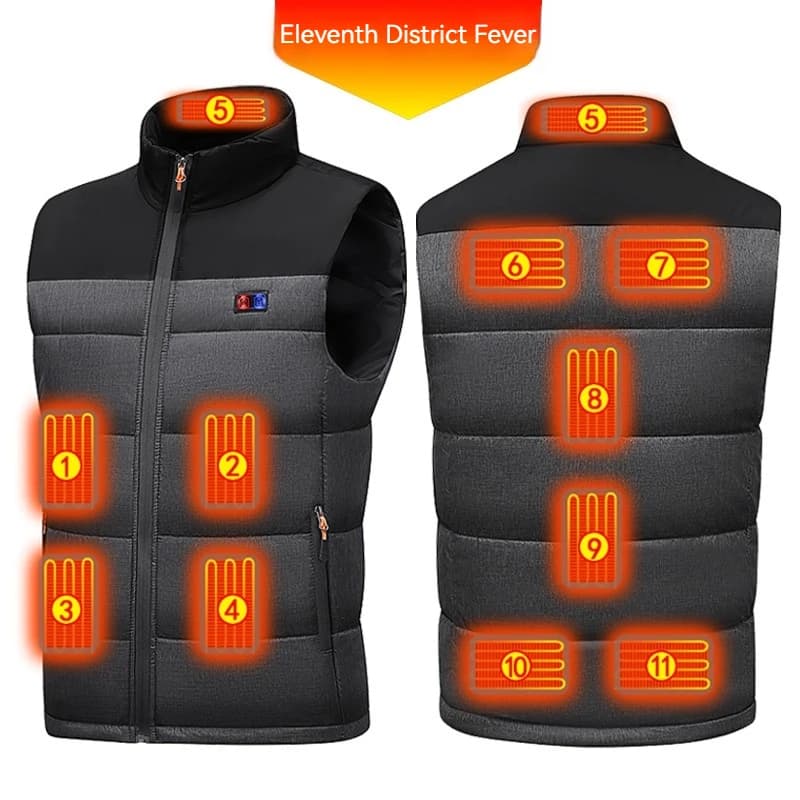 Veste chauffante pêche électrique 11 zones - Rechargeable USB pour pêche hiver grand froid