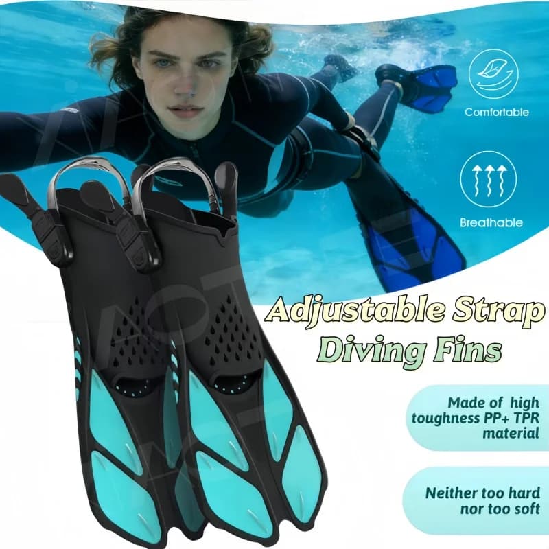 Palmes de plongée réglables silicone souple - Confortables pour pêche sous-marine et snorkeling