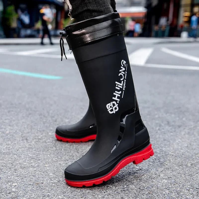 Bottes pêche haute homme imperméables PVC - Chaussures livreur anti-dérapantes tube long protection professionnelle