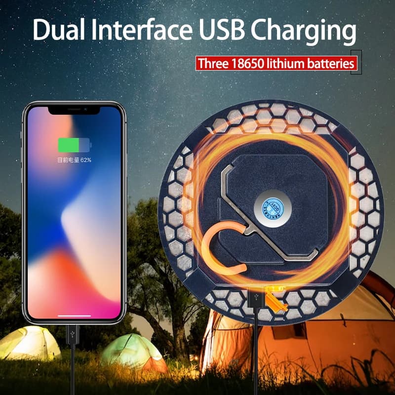 Lampe de camping rechargeable LED pour pêche nocturne - Éclairage portable étanche marché de nuit