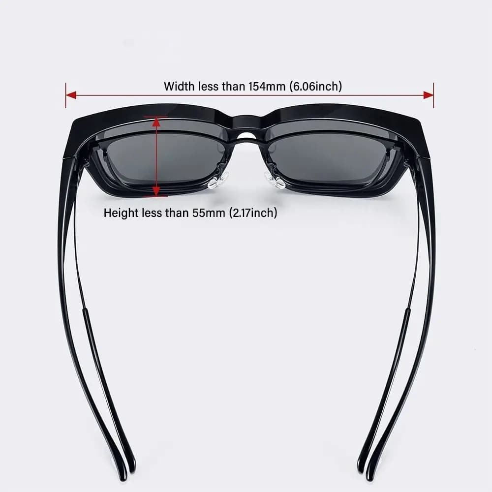 Sur-lunettes de pêche polarisées carrées pour port sur verres correcteurs - Protection UV sur prescription