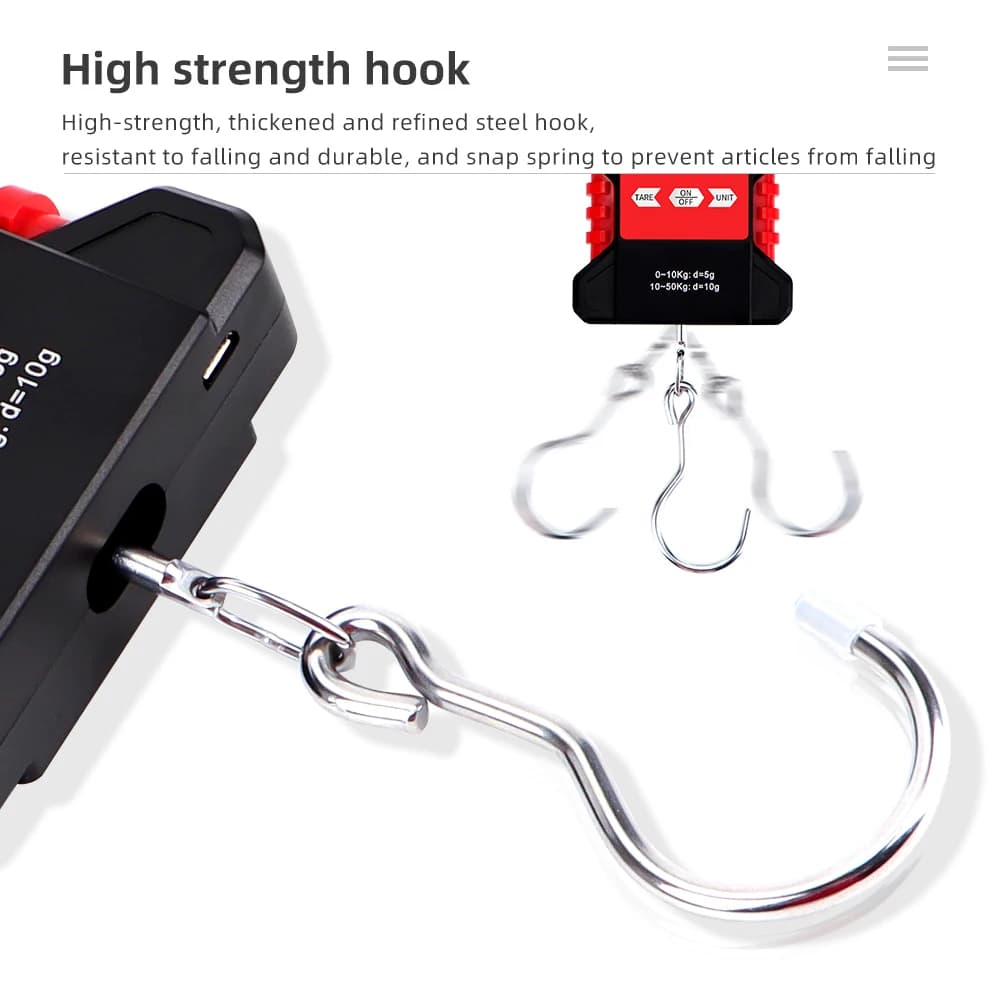 Balance pêche accroche 50kg/5g portable étanche avec rétractable 150cm et rétroéclairage