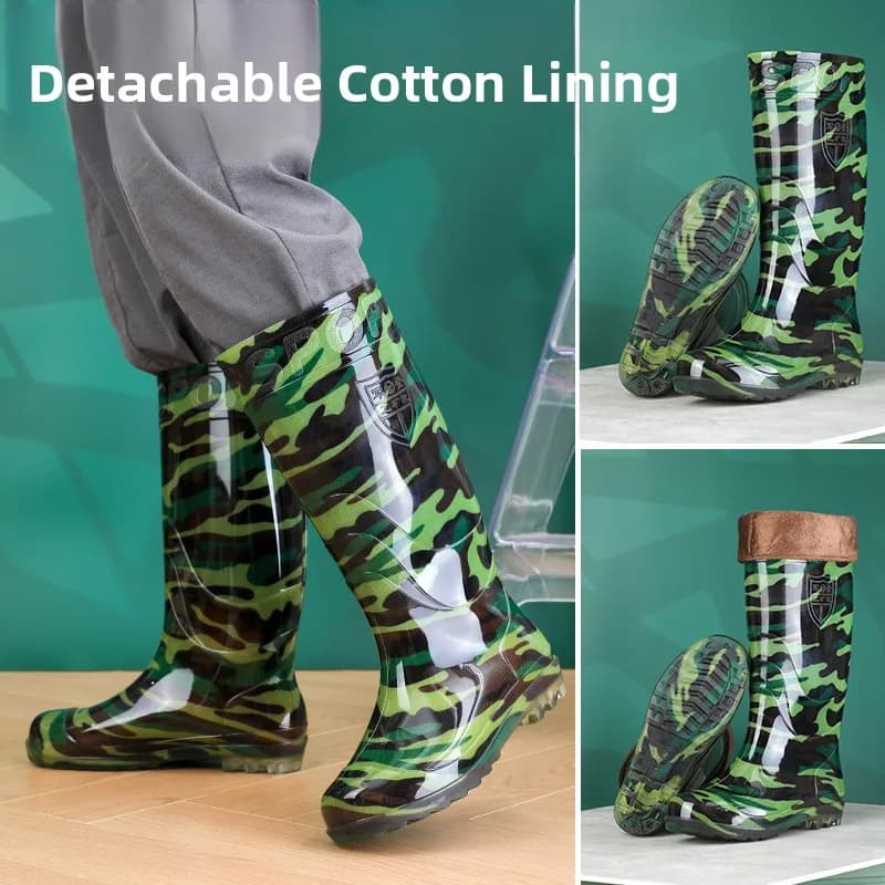 Bottes camouflage longues tube pour pêche discrète imperméables vadrouille quotidienne antidérapantes