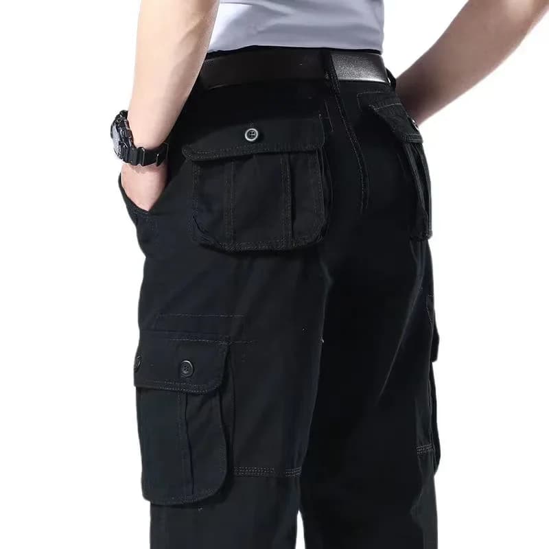 Pantalon cargo coton décontracté homme - Taille élastique grande taille - Multi-poches travail pêche