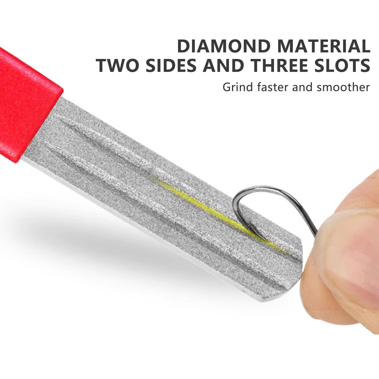 Affûteur de hameçons Adamas portable 3 rainures antidérapant pour outils de pêche et EDC
