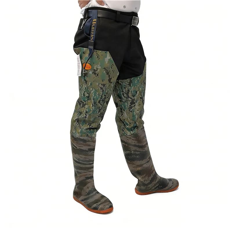 Waders pêche camouflage numérique hauteur cuisse - Bottes wading antidérapantes imperméables étang plage