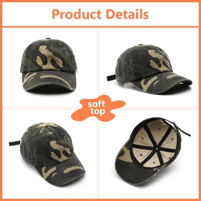 Casquette camouflage broderie DIY pêche - Chapeau personnalisable gros pour pêche
