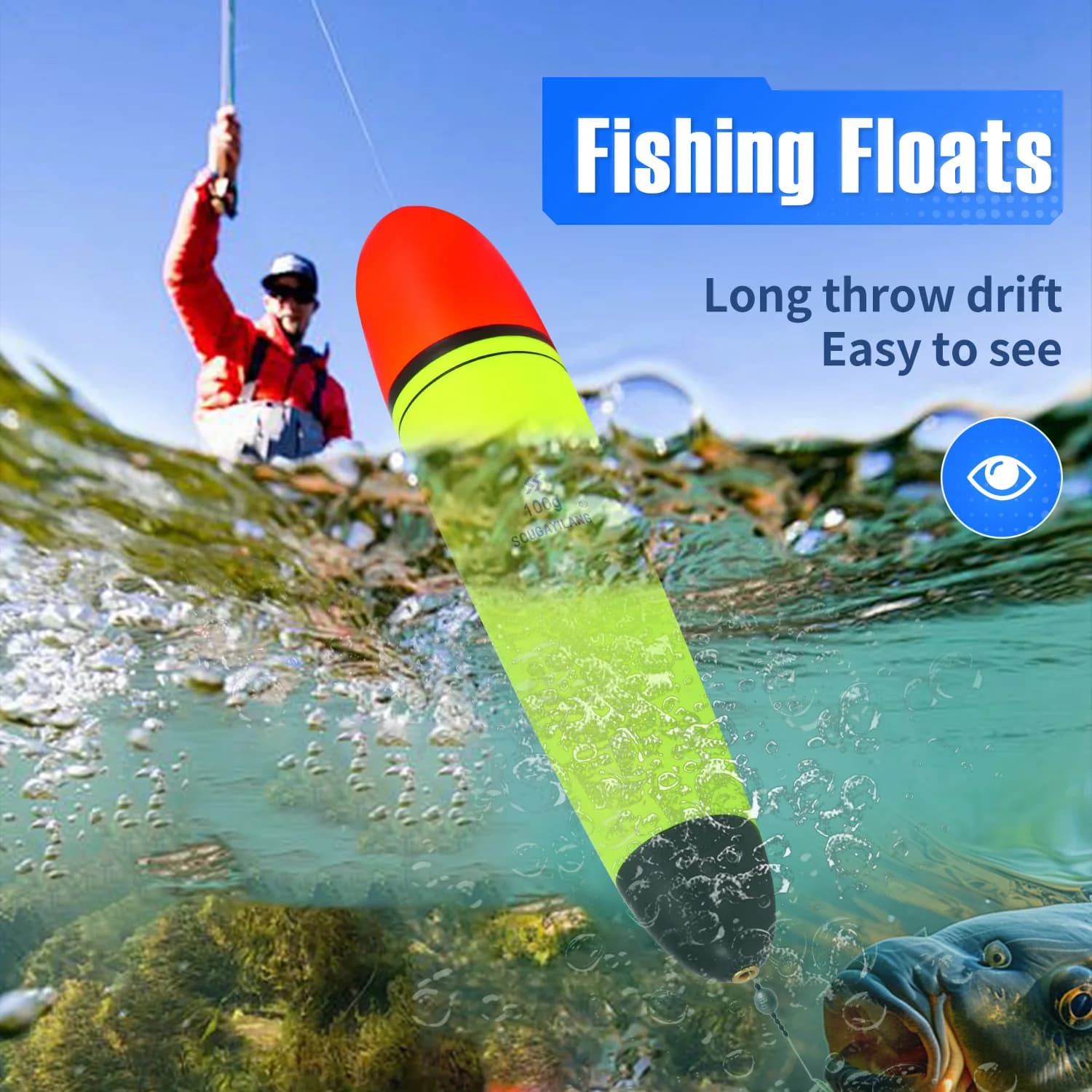 5 flotteurs pêche en mer EVA 10-100g - Light stick foam pour rockfishing et pêche du bord en mer