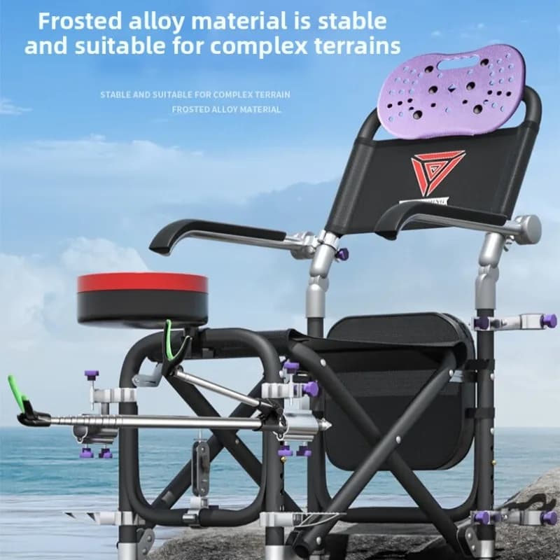 Chaise de pêche pliante robuste hauteur réglable - Siège stable tout terrain pour camping