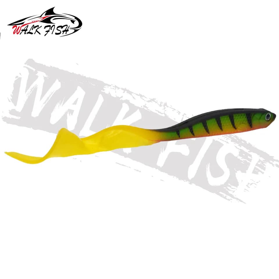 Set 4 wobbleurs WALK FISH 12.5cm 5.5g shad queue en T - Leurres souples silicone pêche brochet black bass