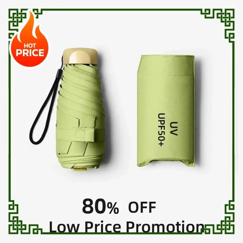 Mini parapluie pliant portable capsule UV protection UPF50+ voyage soleil pluie compact