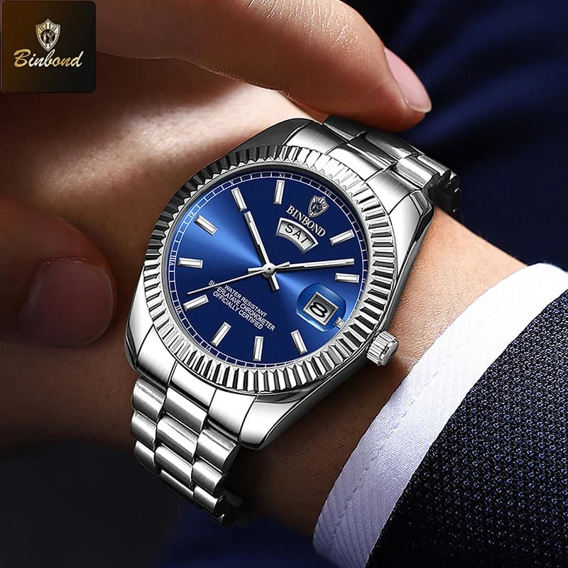 Montre homme BINBOND luxe sport étanche lumineuse quartz acier inoxydable - montre masculine