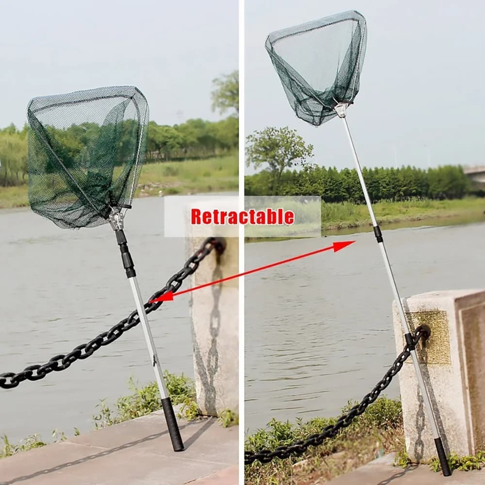 Filet de pêche aluminium télescopique durable 190 cm extensible pour capture et remise à l'eau en sécurité
