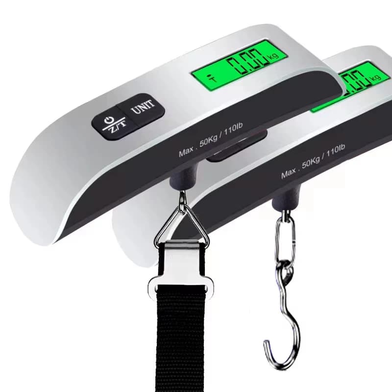 Pèse-bagage digital portable 50kg avec écran LCD rétroéclairé et sangle, pour peser son matériel de pêche et ses bagages